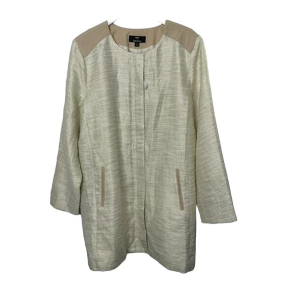 Dennis by Dennis Basso Beige & Gold Textured Topper Coat Women's XL NEW - Picture 1 of 14